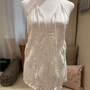 White Halter Neck Lace Dress